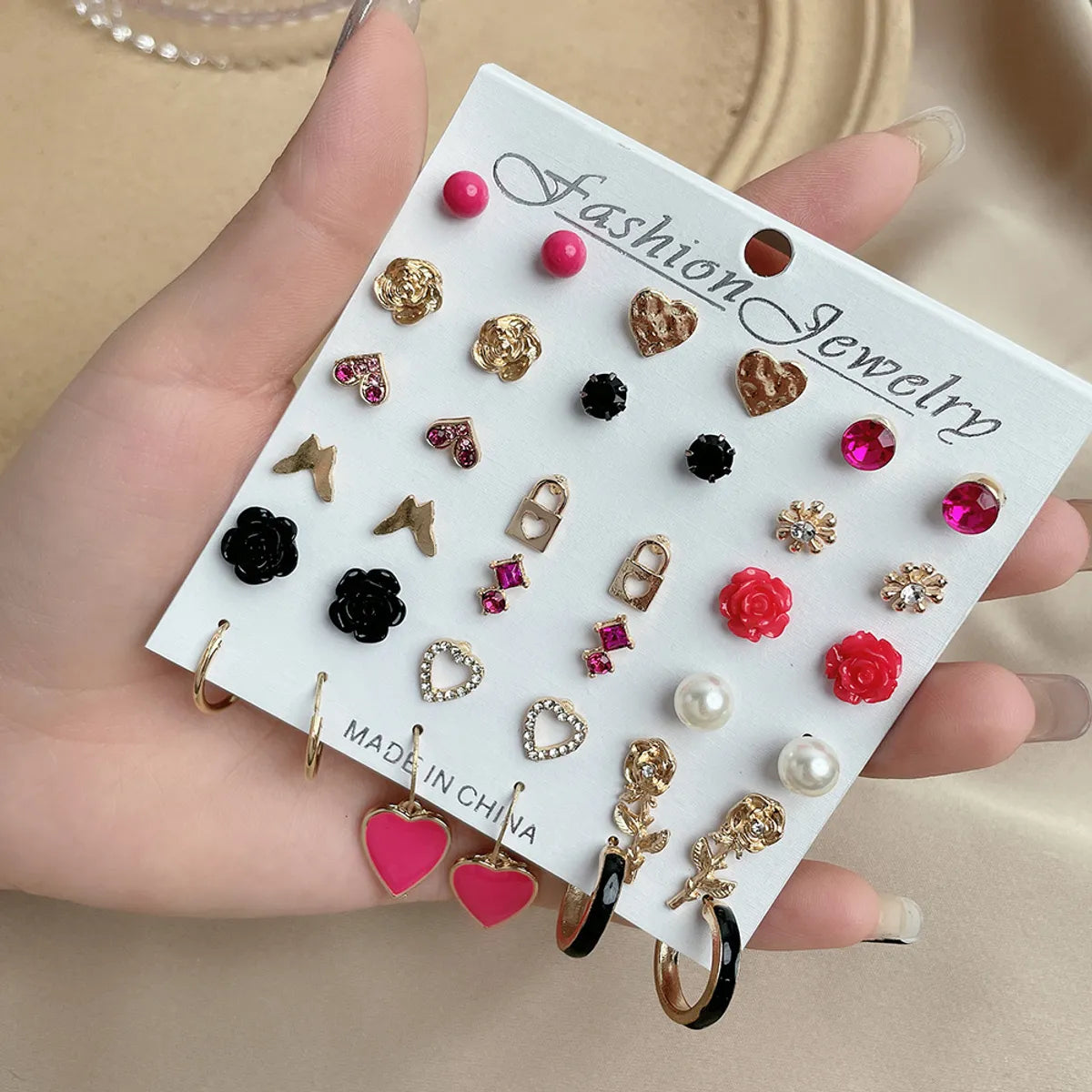 Simple Earrings Mini Earrings Pure Flowers Gentle Princess Diamond Crystal Earring Set Wholesale Nihaojewelry