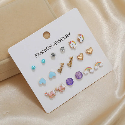 Simple Earrings Mini Earrings Pure Flowers Gentle Princess Diamond Crystal Earring Set Wholesale Nihaojewelry