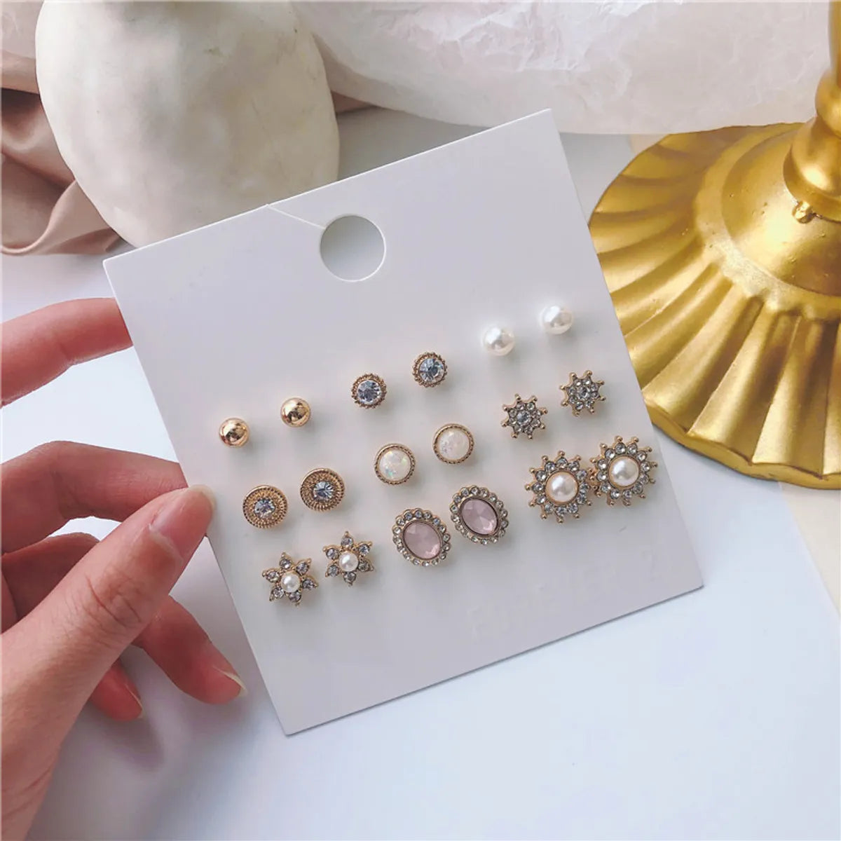 Simple Earrings Mini Earrings Pure Flowers Gentle Princess Diamond Crystal Earring Set Wholesale Nihaojewelry