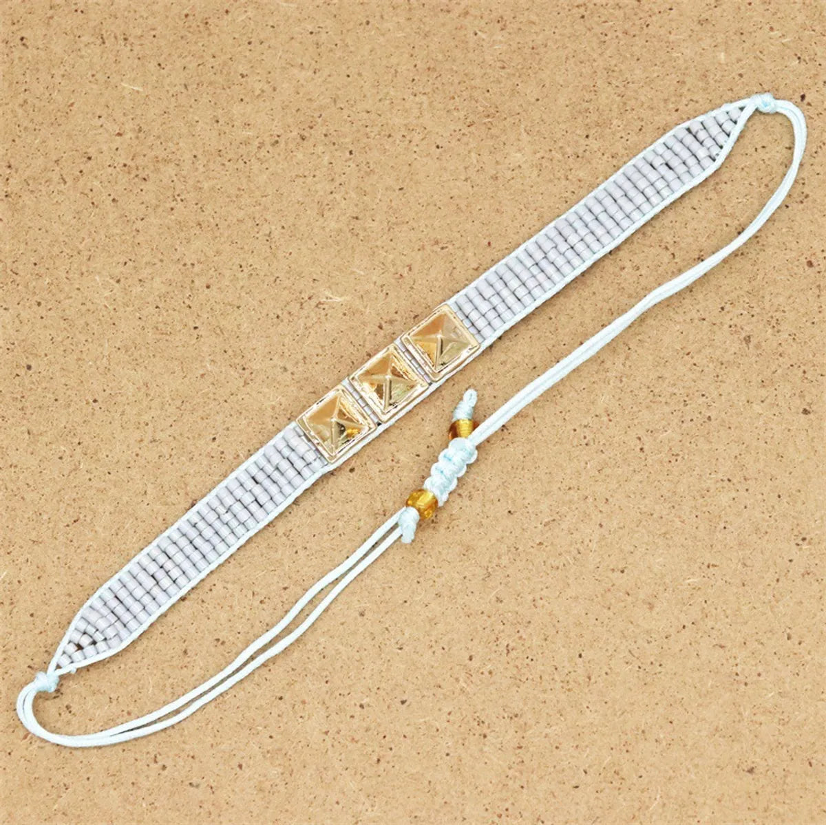 Streetwear Square Alloy Glass Wholesale Drawstring Bracelets