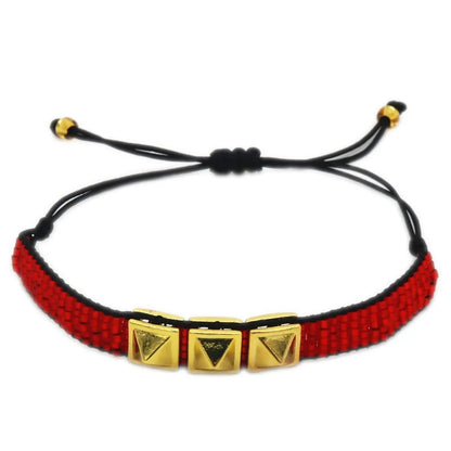 Streetwear Square Alloy Glass Wholesale Drawstring Bracelets