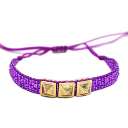 Streetwear Square Alloy Glass Wholesale Drawstring Bracelets