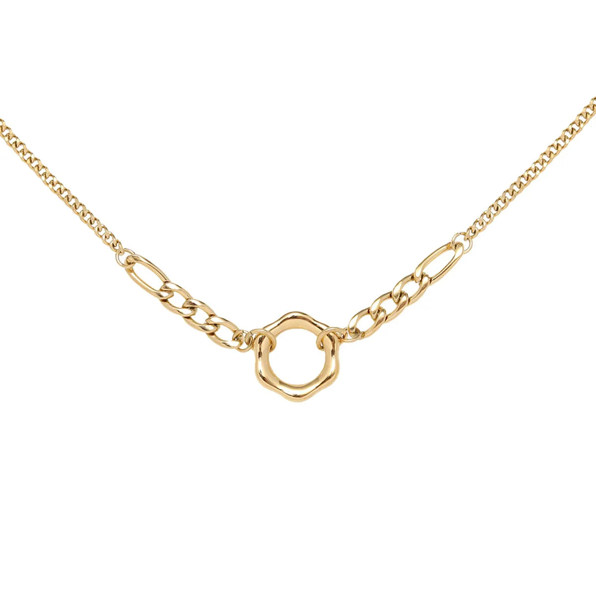 Simple Fashion Chain Ring Titanium Steel Plated 18k Gold Necklace