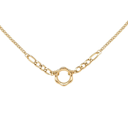 Simple Fashion Chain Ring Titanium Steel Plated 18k Gold Necklace