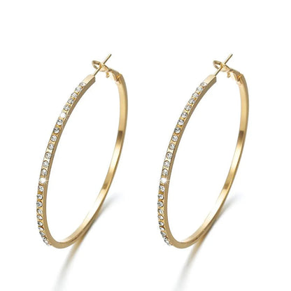 Simple Fashion Rhinestone-encrusted Alloy Big Hoop Earrings Nhpf145217