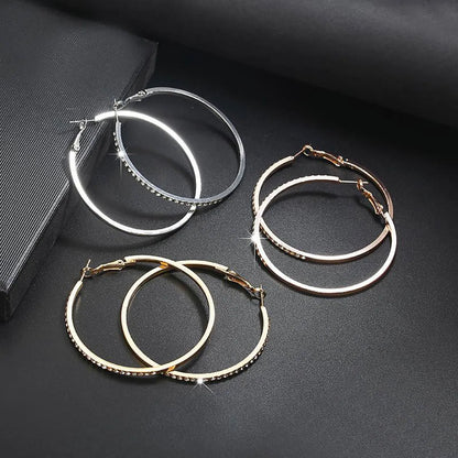 Simple Fashion Rhinestone-encrusted Alloy Big Hoop Earrings Nhpf145217