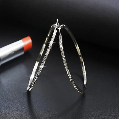 Simple Fashion Rhinestone-encrusted Alloy Big Hoop Earrings Nhpf145217