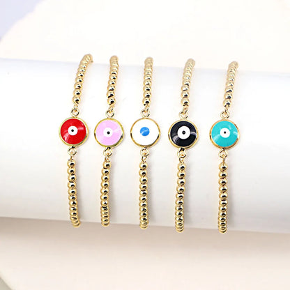 Simple Fashion Drop Oil Eye Accessories Metal Bead Copper Bracelet