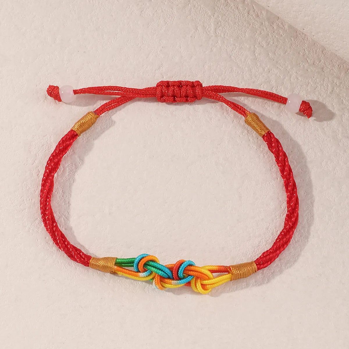 Simple Fashion Geometric Gradient Red Rope Adjustable Bracelet