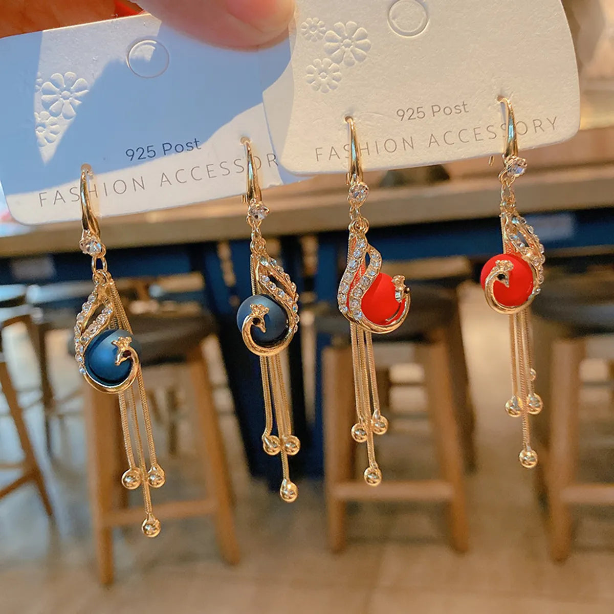 Simple Fashion Long Red Pearl Earrings