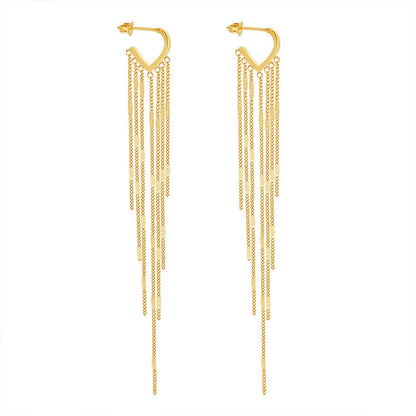 Simple Fashion Long Tassel Titanium Steel Ear Jewelry