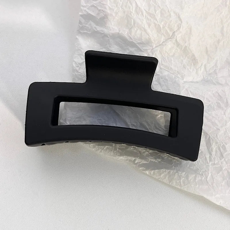 Simple Fashion Rectangular Hollow Solid Color Plastic Hair Claw