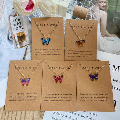 Simple Fashion Retro Multicolor Butterfly Necklace