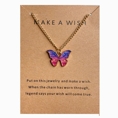 Simple Fashion Retro Multicolor Butterfly Necklace