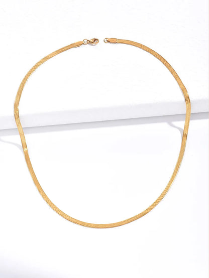 Simple Fashion Stainless Steel Electroplated 18k Gold Flat Snake Bone Necklace