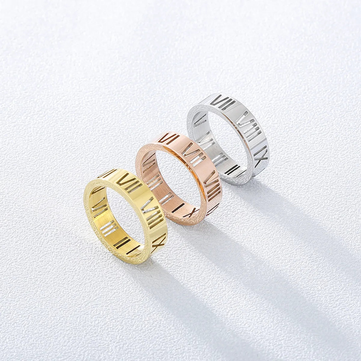 Simple Fashion Stainless Steel Hollow Roman Numeral Ring Wholesale Gooddiy