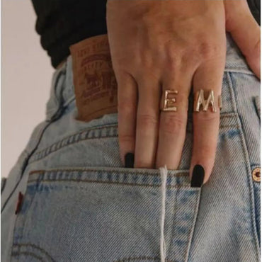 Ins Internet Celebrity Same Style Brass English Letters Ring Female Fashion European And American Cold Style Open-End Personality Ring Knuckle Ring