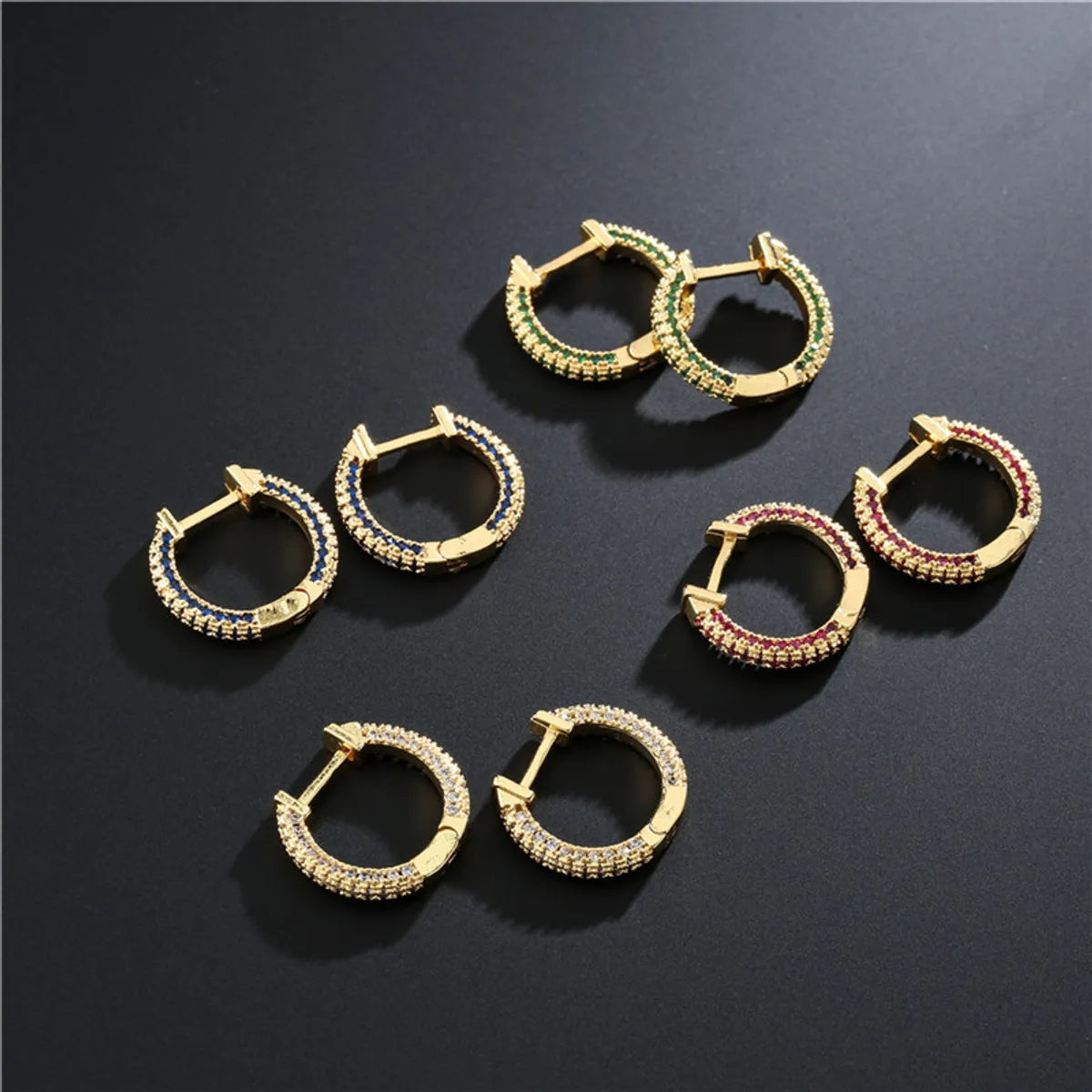 Simple Fashion Style Zircon Copper Geometric Earrings