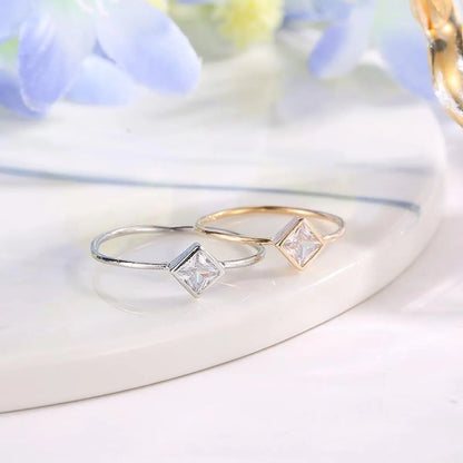 Simple Female Geometric Zircon Square Diamond Ring Nhdp150114