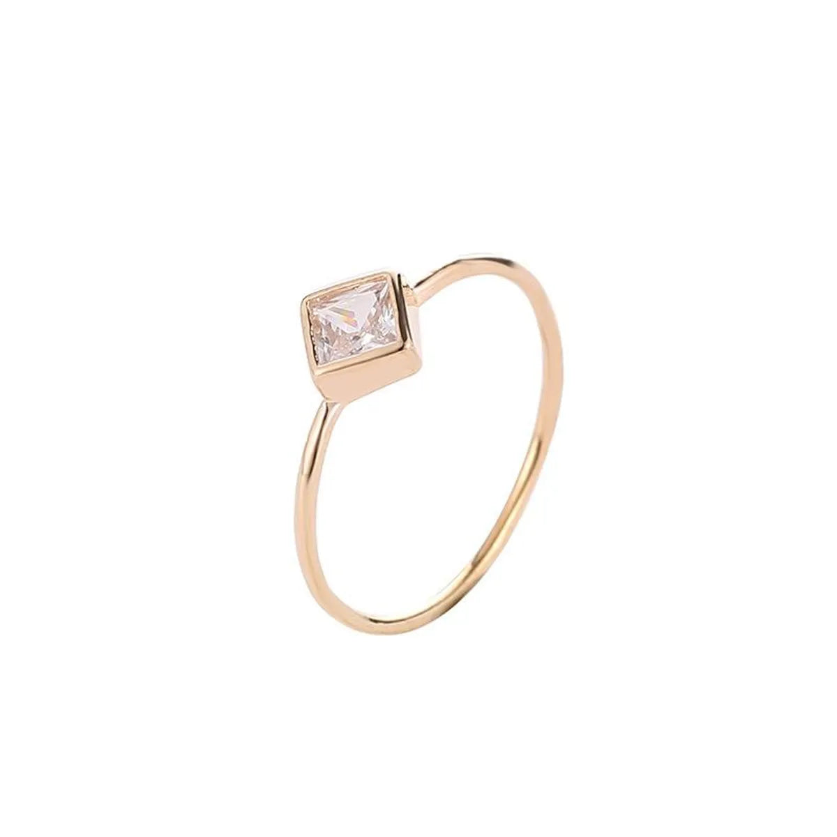 Simple Female Geometric Zircon Square Diamond Ring Nhdp150114