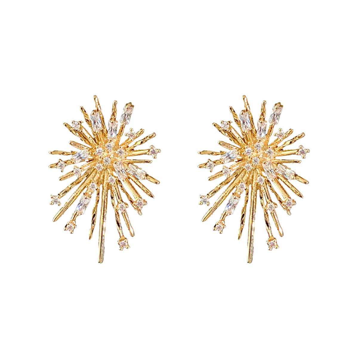 Simple Fireworks Shaped Rhinestone Alloy Earrings Wholesale