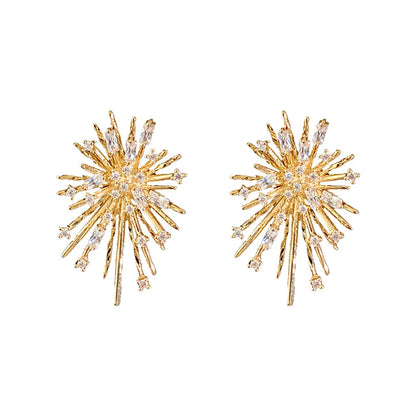 Simple Fireworks Shaped Rhinestone Alloy Earrings Wholesale