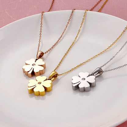 Simple Four-leaf Clover Pendant Stainless Steel Necklace Wholesale Gooddiy