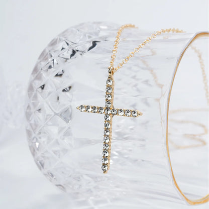 Simple Full Diamond Cross Necklace Wholesale Jewelry