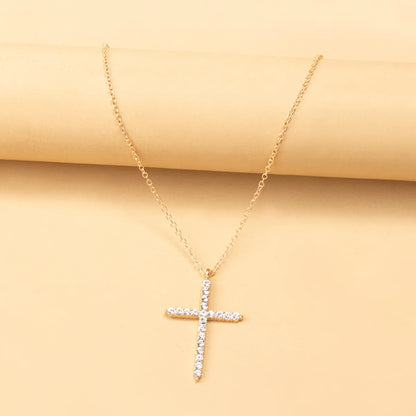 Simple Full Diamond Cross Necklace Wholesale Jewelry