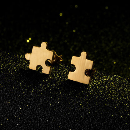 Simple Style Jigsaw Plating Alloy No Inlaid Earrings Ear Studs