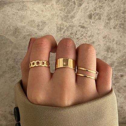 Simple Geometic Alloy Ring 7 Pieces Set