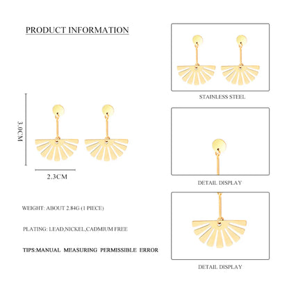 Simple Geometric Creative Stainless Steel Fan-shaped Earrings