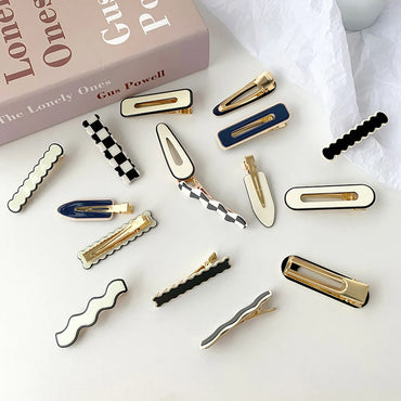 Simple Geometric Printing Wave Side Resin Bangs Clip Wholesale Nihaojewelry