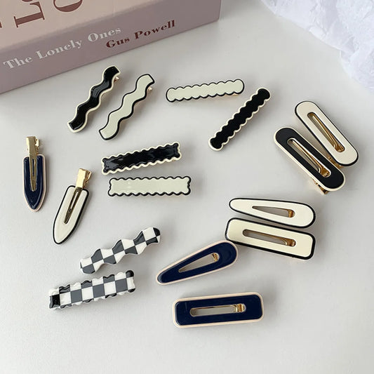 Simple Geometric Printing Wave Side Resin Bangs Clip Wholesale Nihaojewelry