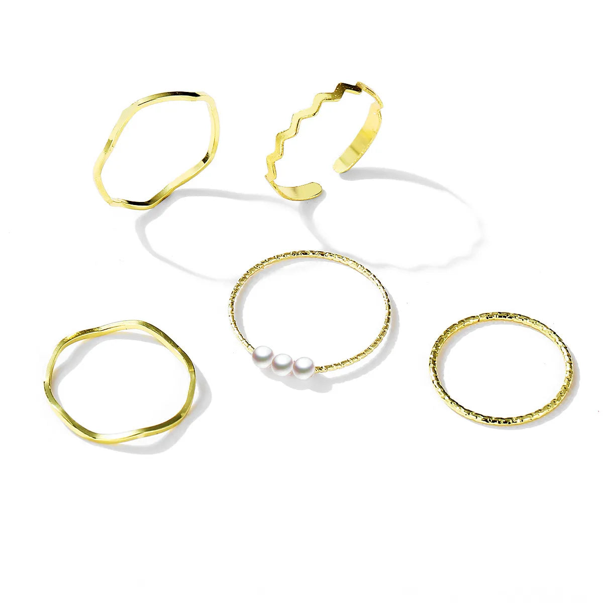 Simple Geometric Ring Five-piece Set