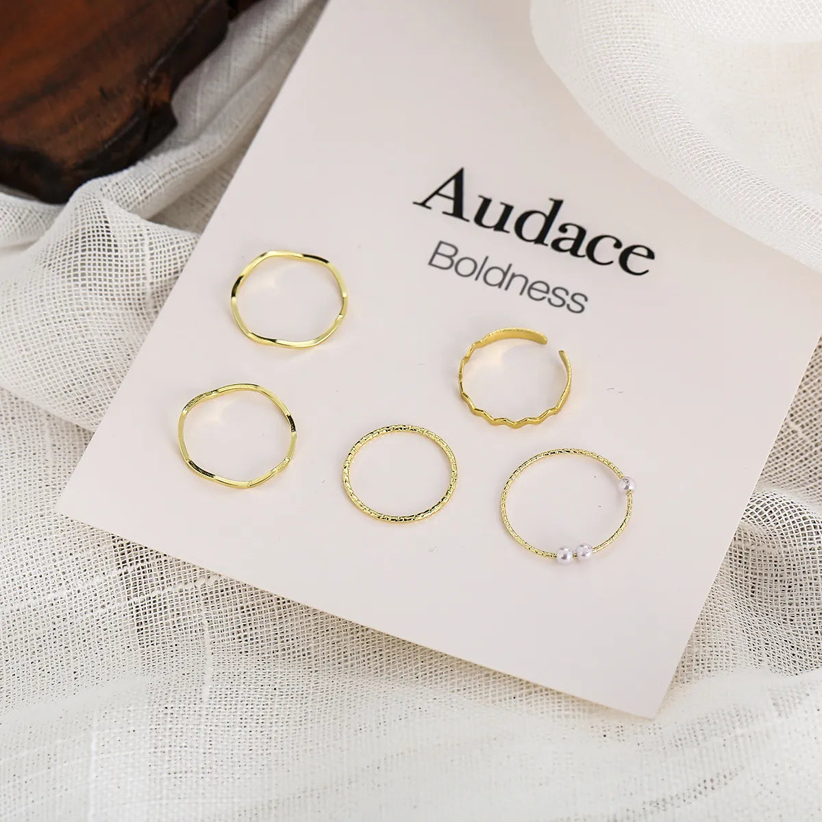 Simple Geometric Ring Five-piece Set