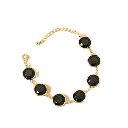 Simple Geometric Round Handmade Black Gem Bracelet