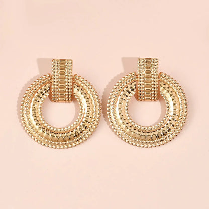 Simple Geometric Solid Color Pair Of Women'S Golden Earrings