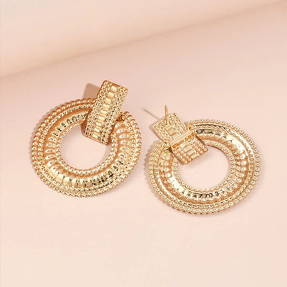 Simple Geometric Solid Color Pair Of Women'S Golden Earrings