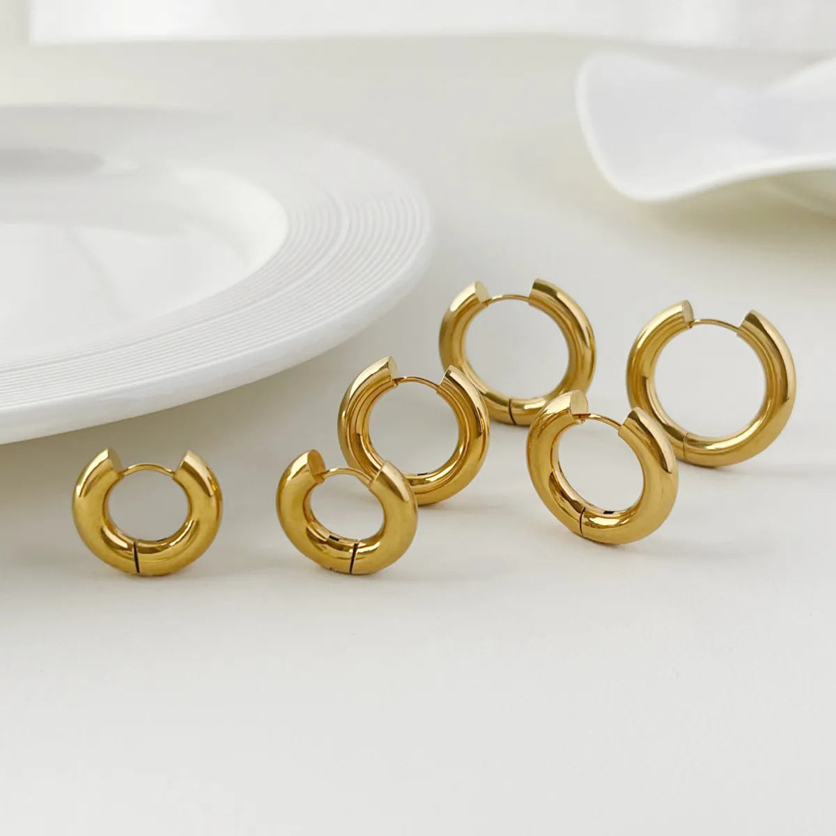 Fashion Geometric Plating Stainless Steel No Inlaid Earrings