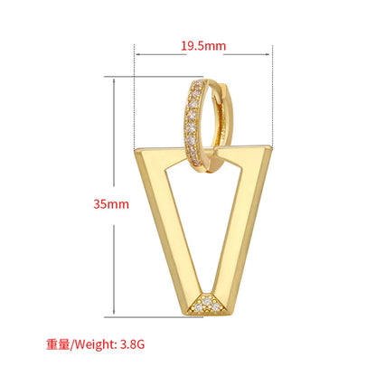 Simple Geometric V-shaped Diamond-set Copper Earrings Wholesale Gooddiy