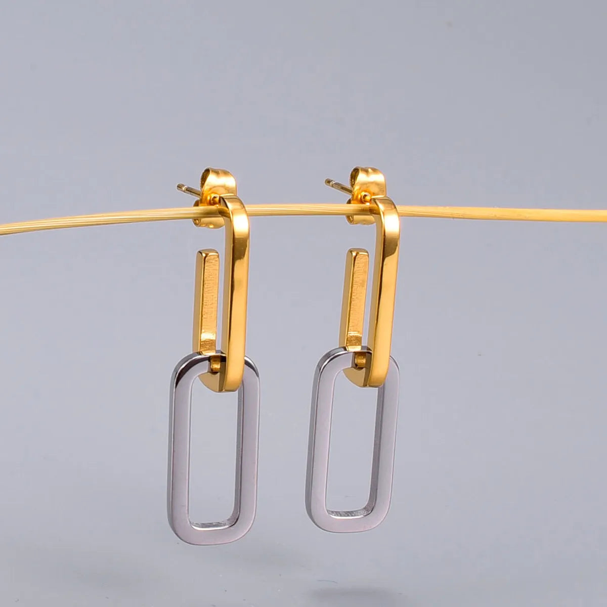 1 Pair Classic Style U Shape Square Plating 304 Stainless Steel Titanium Steel 18K Gold Plated Drop Earrings