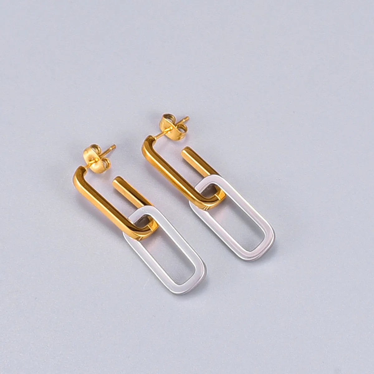 1 Pair Classic Style U Shape Square Plating 304 Stainless Steel Titanium Steel 18K Gold Plated Drop Earrings