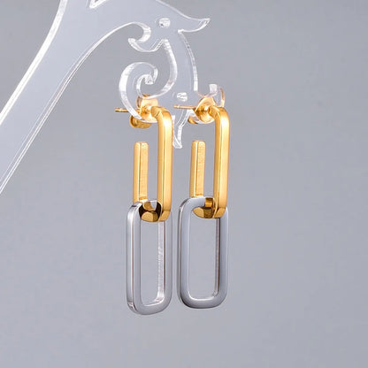 1 Pair Classic Style U Shape Square Plating 304 Stainless Steel Titanium Steel 18K Gold Plated Drop Earrings