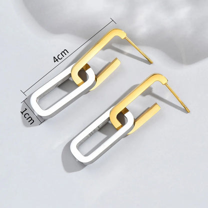 1 Pair Classic Style U Shape Square Plating 304 Stainless Steel Titanium Steel 18K Gold Plated Drop Earrings