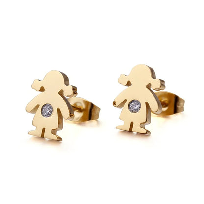 Simple Style Doll 304 Stainless Steel Earrings Ear Studs