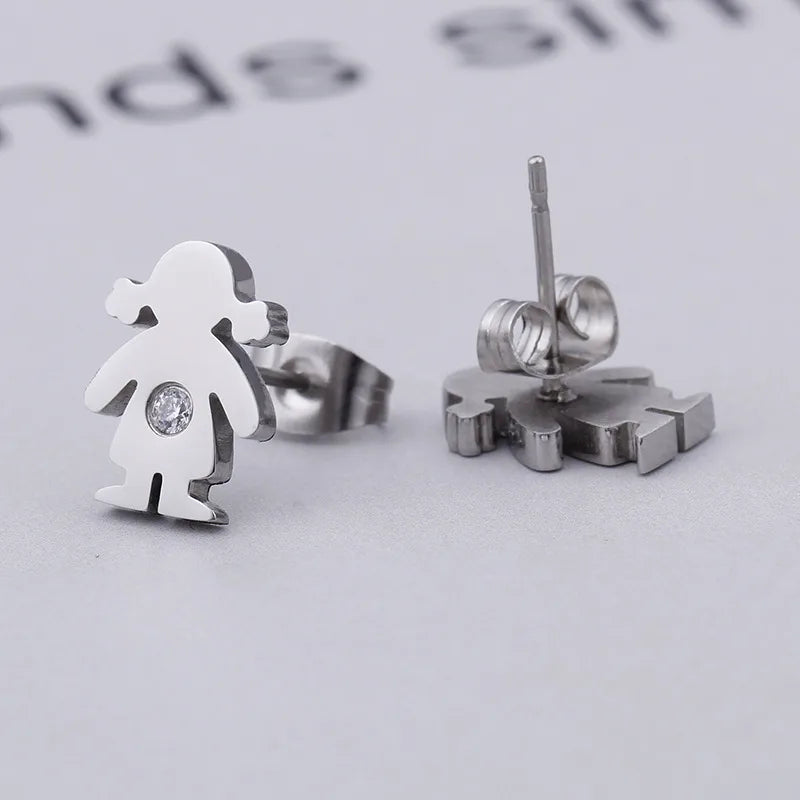 Simple Style Doll 304 Stainless Steel Earrings Ear Studs