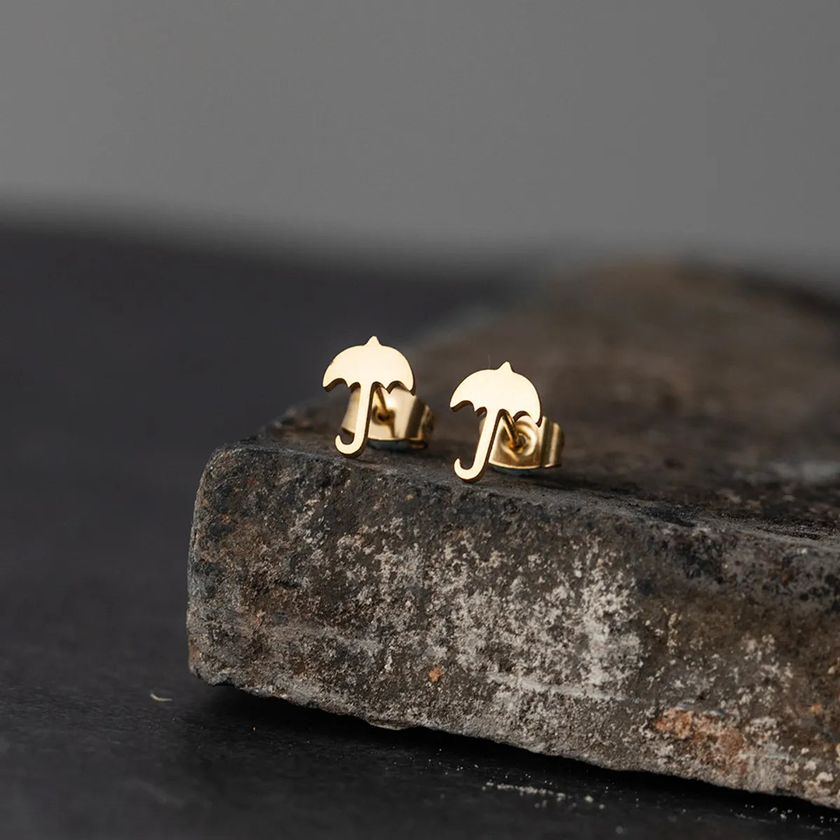 Simple Glossy Gold Silver Umbrella Earrings