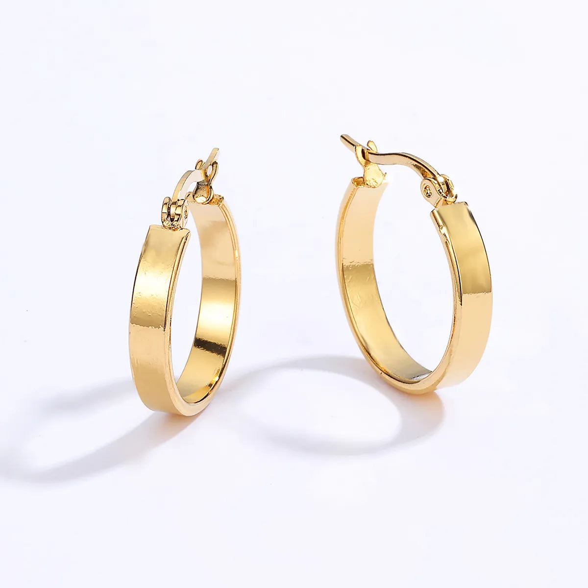 Simple Golden Stainless Steel Plated 18k Gold Hoop Earrings