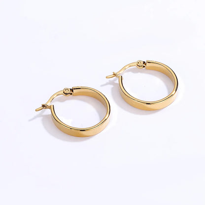 Simple Golden Stainless Steel Plated 18k Gold Hoop Earrings